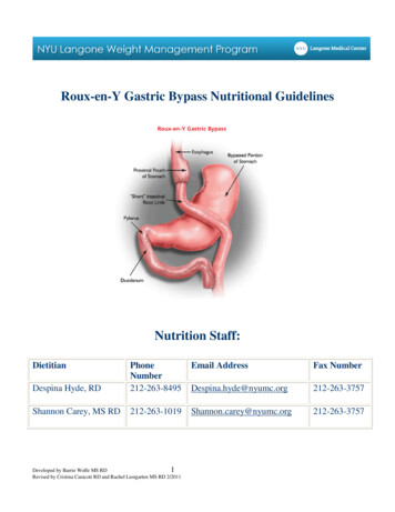Roux-en-Y Gastric Bypass Nutritional Guidelines
