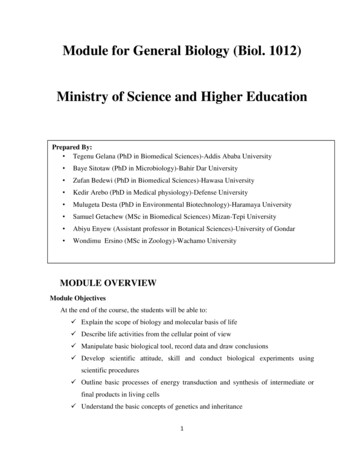 Module For General Biology (Biol. 1012) Ministry Of .