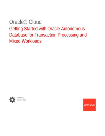 Getting Started Oracle Autonomous Transaction Processing .