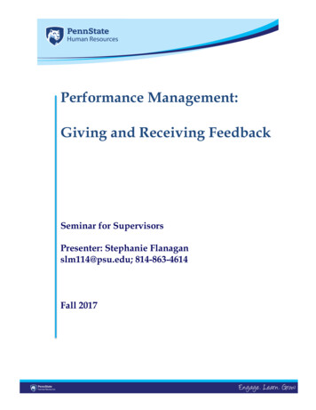 Performance Management: Giving And Receiving Feedback