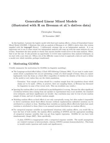 Generalized Linear Mixed Models (illustrated With R On .