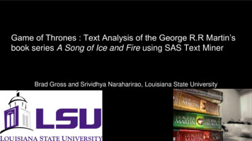 Game Of Thrones : Text Analysis Of The George R.R Martin’s .