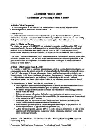Government Facilities Sector Government Coordinating Council Charter - CISA