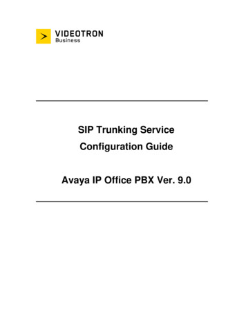 SIP Trunking Service Configuration Guide Avaya IP Office PBX Ver. 9.0