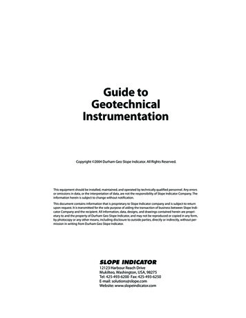 Guide To Geotechnical Instrumentation