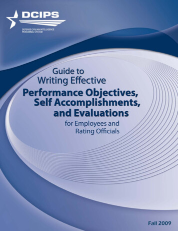 Guide To Writing Effective Performance Objectives, Self .