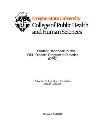 Student Handbook For The OSU Didactic Program In Dietetics (DPD)