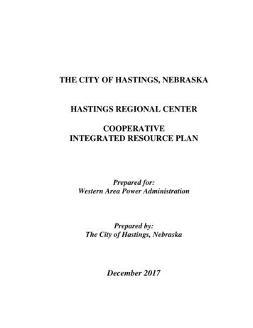 The City Of Hastings, Nebraska Hastings Regional Center Cooperative .