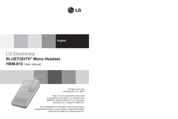 LG Electronics BLUETOOTH Mono Headset HBM-810 User 