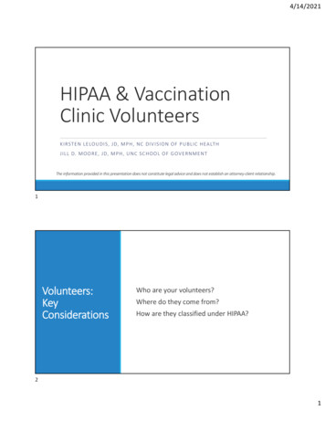 HIPAA Vaccination Clinic Volunteers