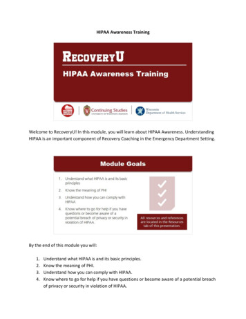 HIPAA Awareness Training - University Of Wisconsin-Madison