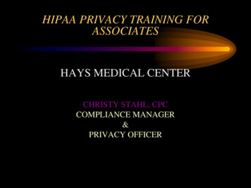 HIPAA PRIVACY TRAINING FOR ASSOCIATES - Hays Medical Center