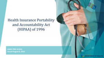 Health Insurance Portability And Accountability Act (HIPAA) Of 1996