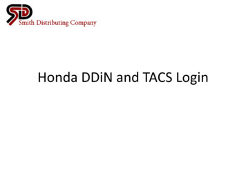 Honda DDiN And TACS Login - Smith Distributing Company