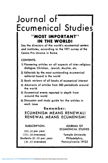 Journal Of Ecumenical Studies' - Cambridge University Press & Assessment