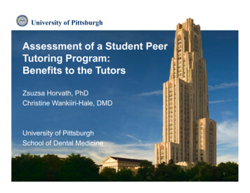 Assessment Of A Student Peer Tutoring Program . - Assessment Institute