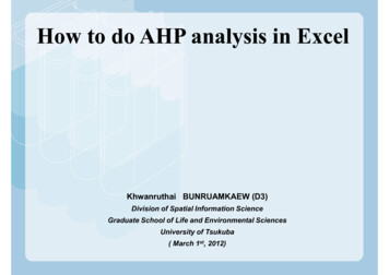 How To Do AHP Analysis In Excel - Tsukuba