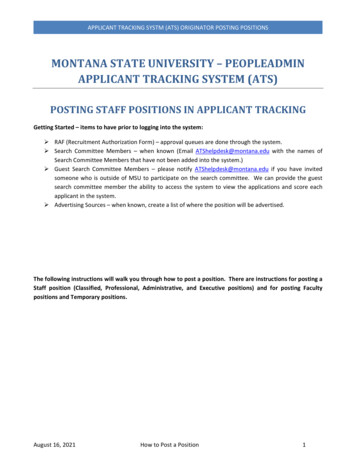 Montana State University - Peopleadmin Applicant Tracking System (Ats)