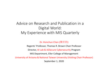 Advice On Research And Publication In A Digital World: My .