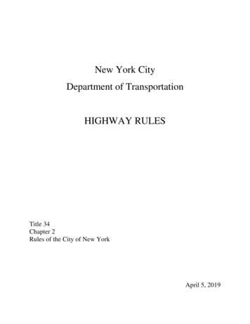 New York City Department Of Transportation HIGHWAY RULES
