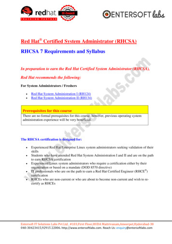 Red Hat Certified System Administrator (RHCSA) RHCSA 7 .