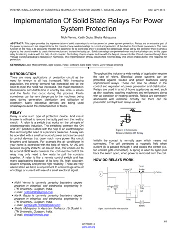 Implementation Of Solid State Relays For Power System Protection - IJSTR