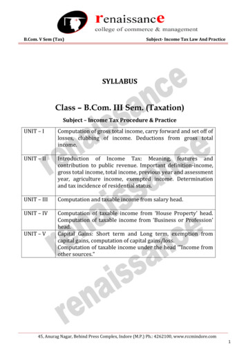 Class B . III Sem. (Taxation)