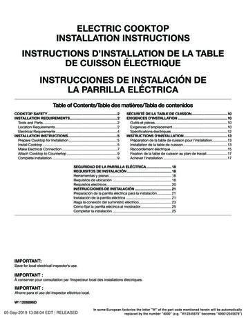 ELECTRIC COOKTOP INSTALLATION INSTRUCTIONS 