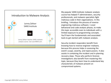 Introduction To Malware Analysis - Zeltser