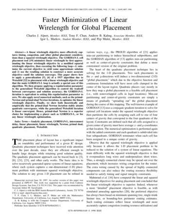 Faster Minimization Of Linear Wirelength For Global .