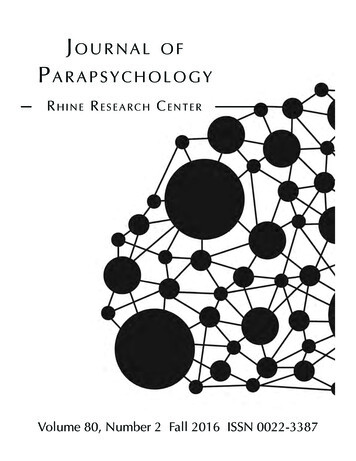 JOURNAL OF PARAPSYCHOLOGY - Rhine Research Center