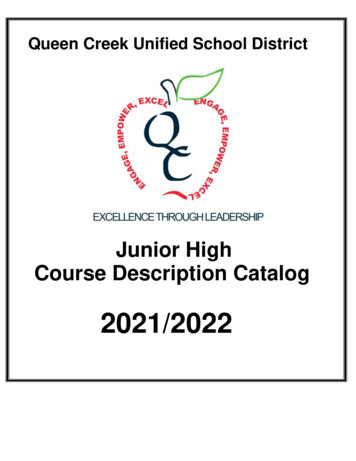 QCUSD Junior High Course Catalog 2021-2022