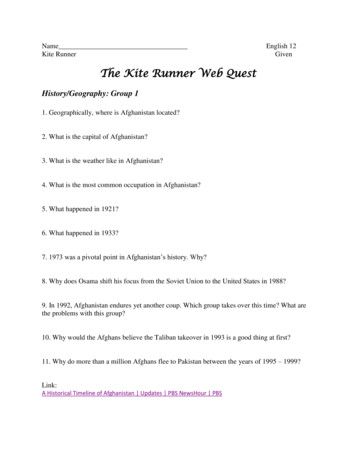 The Kite Runner Web Quest - Muhlenberg School District