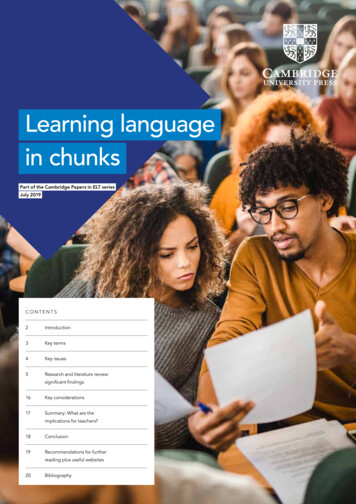 Learning Language In Chunks - Cambridge University Press