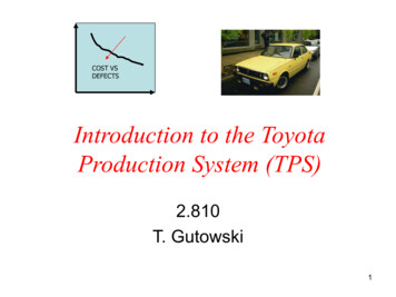 Introduction To The Toyota Production System (TPS)