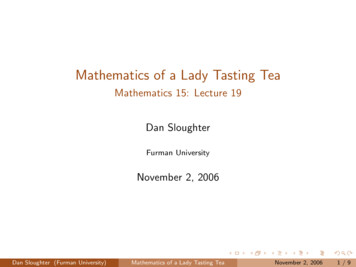 Mathematics Of A Lady Tasting Tea - Mathematics 15: 