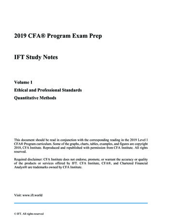 2019 CFA Program Exam Prep IFT Study Notes