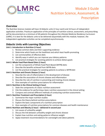 Module 3 Guide Nutrition Science, Assessment, & Prescription
