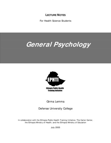 General Psychology - Carter Center