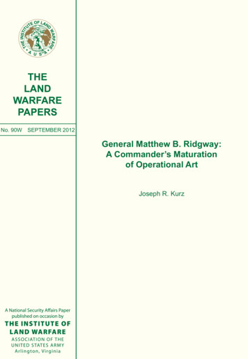 General Matthew B. Ridgway: A Commander’s Maturation Of .