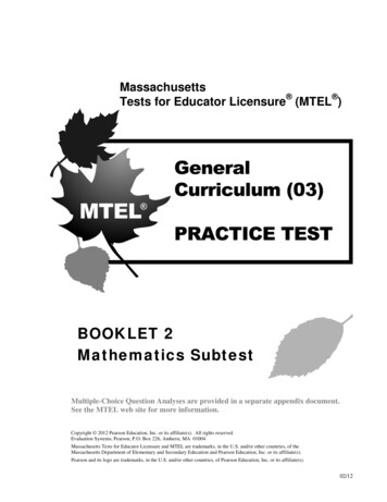 BOOKLET 2 Mathematics Subtest