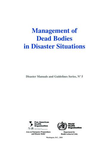 Management Of Dead Bodies In Disaster Situations