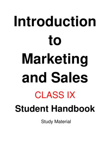 Introduction To Marketing And Sales