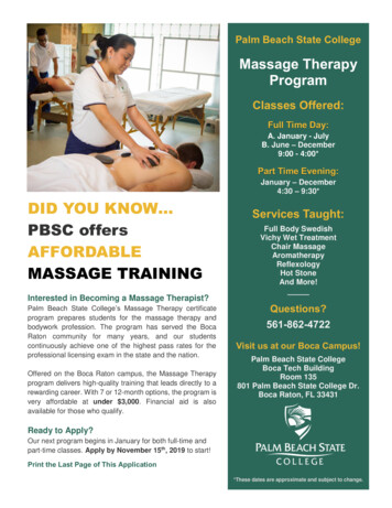 Massage Therapy PSAV Limited Access Application - Palm Beach State College