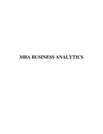 MBA BUSINESS ANALYTICS - Vels Univ