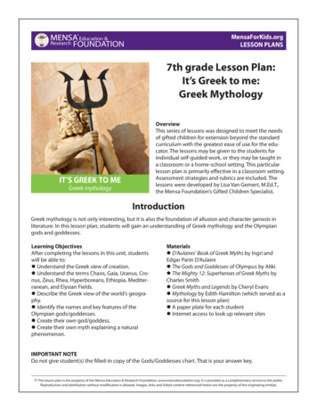 7th Grade Lesson Plan: It’s Greek To Me: Greek Mythology