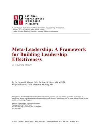 Meta-Leadership: A Framework For Building Leadership .