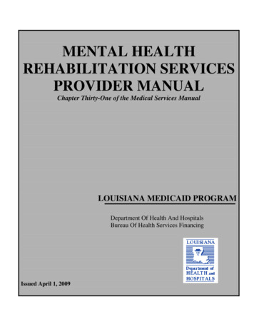 Mental Health Rehabilitation Services Provider Manual
