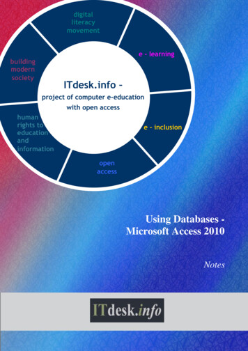 Microsoft Access 2010 Notes - ITdesk.info