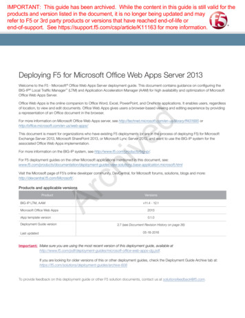 Deploying F5 For Microsoft Office Web Apps Server 2013 Archived